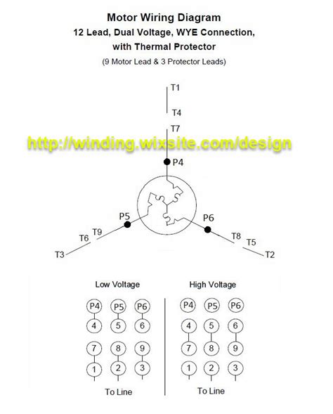 12 Leads Dual Voltage Wye Connection With Thermal Protector