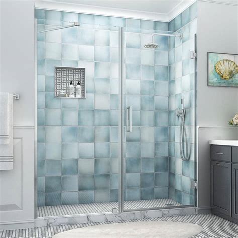 Aston Belmore Xl 69 25 70 25 In W X 80 In H Frameless Hinged Shower