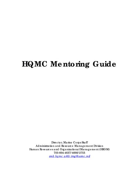 Fillable Online HQMC Mentoring Guide Headquarters Marine Corps Fax