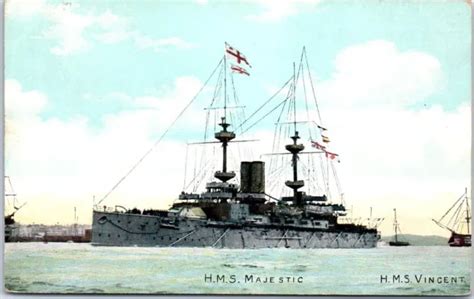 BATEAUX DE GUERRE HMS MAJESTIC Carte Postale Ancienne REF VP9247 EUR