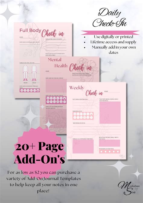 Mental Health Check In Journal Template Bundle I Digital Download I 3 Templates Included Inside