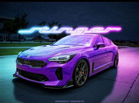 Custom Purple Kia Stinger With Neon Lights