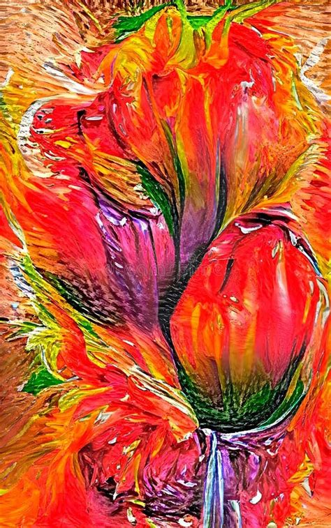 Couple Of Tulips Painted In Van Gogh Style Stock Illustration Illustration Of Beautiful