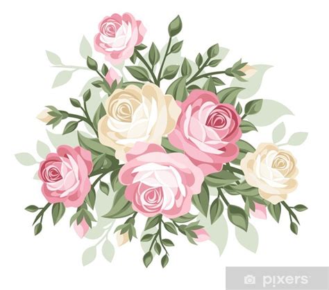 Poster Vector Illustration De Roses Anciennes Fr Pixers Be