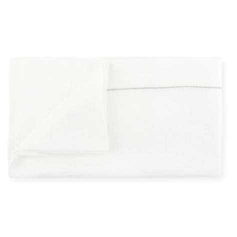 Li Ge Bath Sheet In Ivory White Waffle With Olive Green Hemstitch