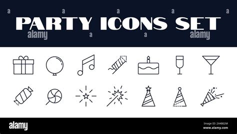 Birthday Party Icons Set Vector Party Celebration Icons Set