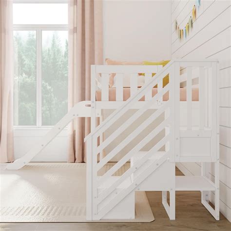 Twin Low Loft Bed with Stairs and Easy Slide – Max and Lily