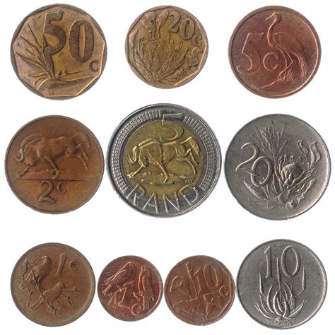 10 Different South African Coins From Africa RSA Cents Rands Old