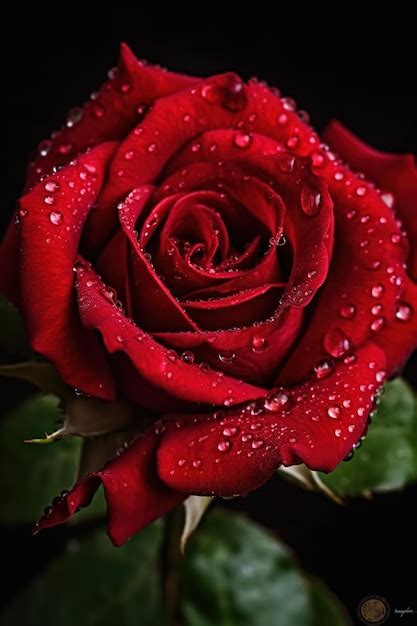 Premium AI Image A Red Rose With Water Droplets On It