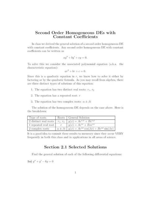 PDF 2nd Order Homogeneous Differential Equations DOKUMEN TIPS