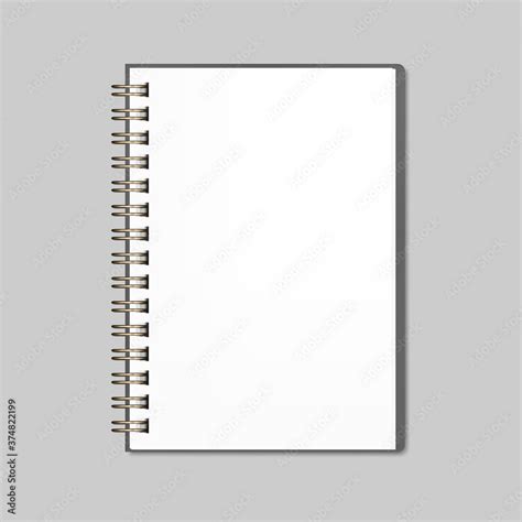 Open Wire Bound Notebook Realistic Vector Mockup Golden Metal Spiral