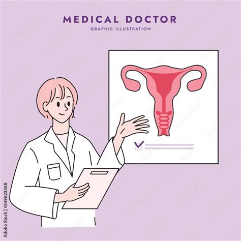 Illustration Of A Female Doctor Diagnosing Vaginitis Health Stock