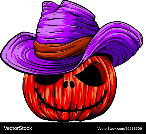 Halloween pumpkin with cowboy hat Royalty Free Vector Image