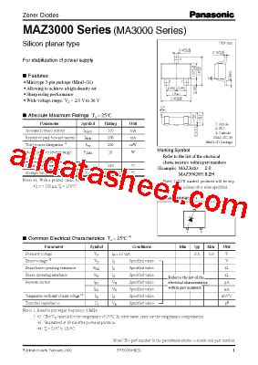 Ma Datasheet Pdf Panasonic Semiconductor