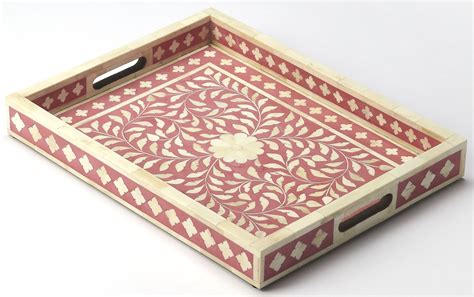 Vivienne Pink Bone Inlay Serving Tray From Butler Coleman Furniture