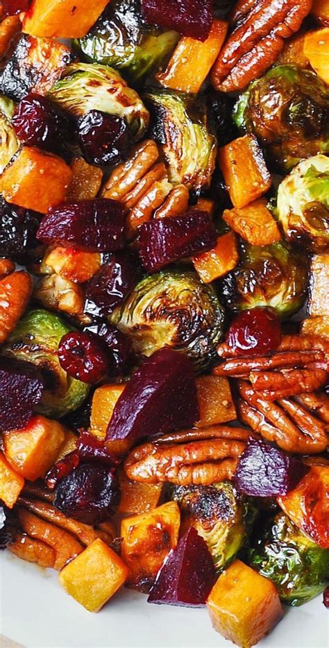 Honey Roasted Brussels Sprouts With Butternut Squash And Cranberries