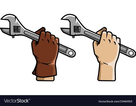 Hand Holding Adjustable Wrench Royalty Free Vector Image