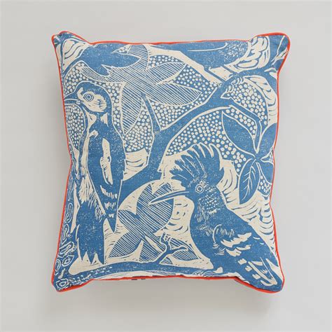 Woodpecker And Hoopoe Cushion By Mark Hearld Sessions And Co