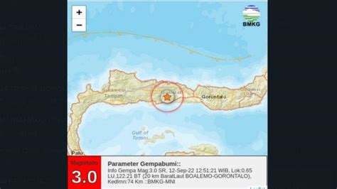 Gempa Bumi M3 0 SR Boalemo Gorontalo Pada Senin 12 September 2022