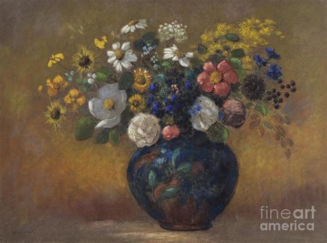 Wild Flowers In A Vase Pastel Painting By Odilon Redon Fine