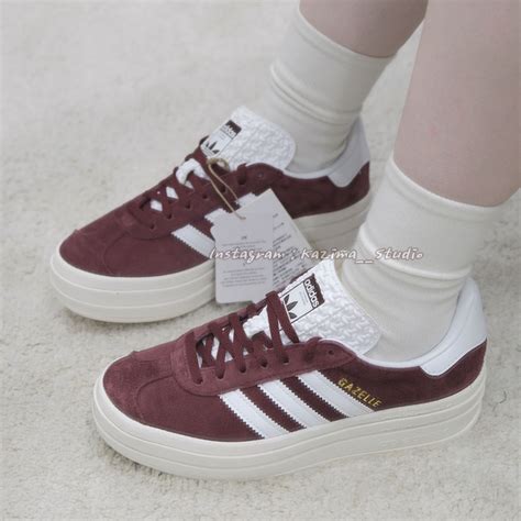 Kazima｜愛迪達 Adidas Gazelle Bold 酒紅 厚底 增高 Lisa同款 奶油底 解構 Hq6892 蝦皮購物