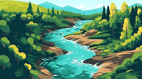 Premium Photo | Illustration of river