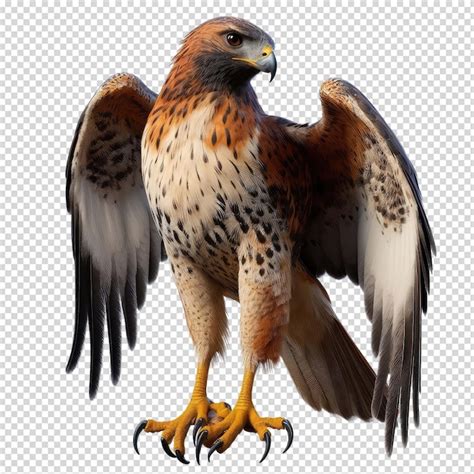 A Drawing Of A Hawk With A Yellow Beak And Tail Premium AI Generated PSD