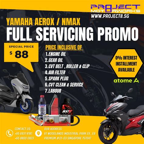 Motorbike Servicing Promo YAMAHA AEROX NMAX SNIPER XSR R15