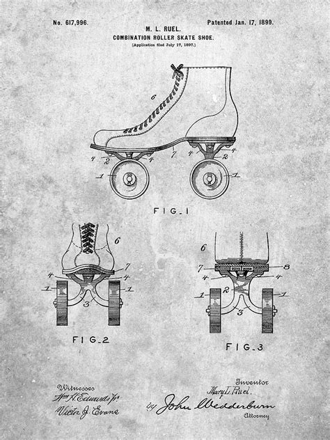 Pp Slate Roller Skate Patent Poster Digital Art By Cole