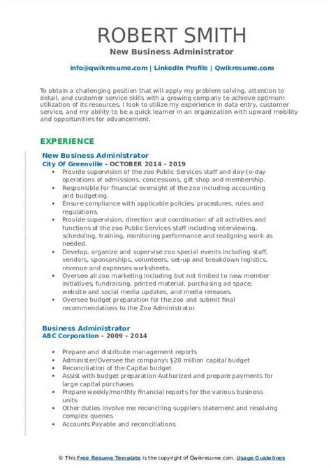 Business Administrator Resume Samples Qwikresume