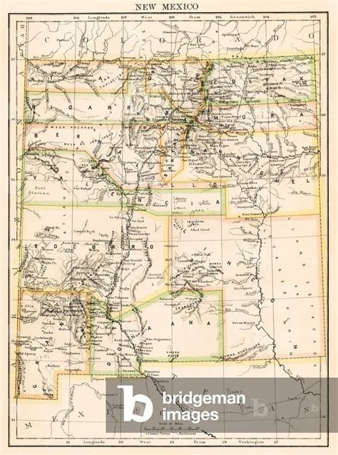 Image Of Map Of New Mexico Territories Usa Circa 1870 Lithograph