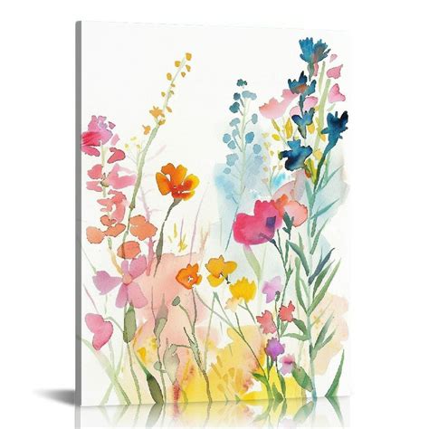 ONETECH Watercolor Minimalist Wildflowers Art Print Colorful Flower