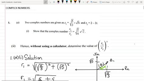 CAPE Pure Mathematics Unit 2 Module 1 Complex Numbers Question 1 A