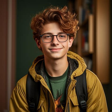 Premium Ai Image Smiling Handsome Teenage Boy With Backpack Holding Books