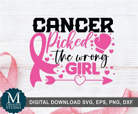 Cancer Picked The Wrong Girl Svg Cancer Survivor Svg Breast Etsy