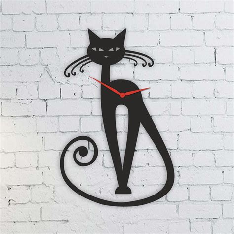 Laser Cut Cat Clock Design Wall Decor Template