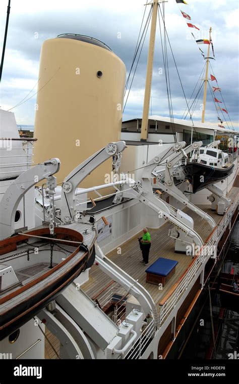 Lifeboats, HMY Britannia, Royal Yacht Britannia, berthed at Ocean ...