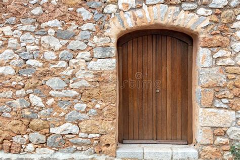 Old Rural Home Facade Weathered Stonewall Cottage Exterior Wooden