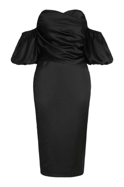 Dresses Satin Sweetheart Puff Sleeve Midi Dress Boohoo