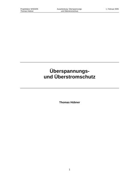 PDF Überspannungs und Überstromschutzservice projektlabor tu berlin