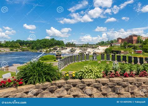 Veterans Memorial Park Near Lewiston Falls in Lewiston, Maine Editorial ...