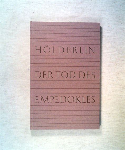 Empedokles Von Friedrich Hoelderlin Von Hoelderlin Zvab