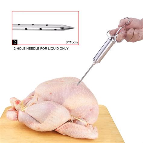 2 Oz Meat Injector Syringe Poultry Marinade Flavor Injector Meat Seasoning Injectors Bbq Kit