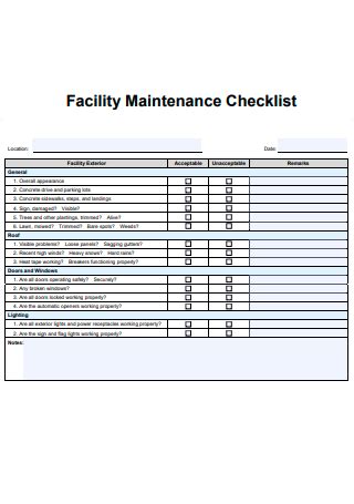 Facility Maintenance Schedule Template