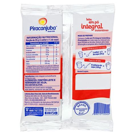 Leite em Pó Instantâneo Integral Piracanjuba Pacote 200g Super Primavera