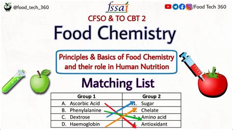 Food Chemistry Matching List FSSAI CBT 2 Mock Test FSSAI CFSO