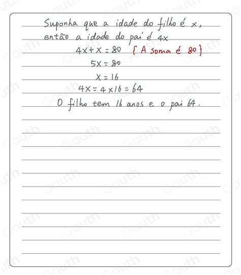 Solved A idade de um pai éo quádruplo da idade do filho Sabendo que