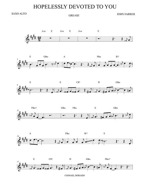 Hopelessly Devoted To You Grease Alto Sax Sheet By Ismael Dorado