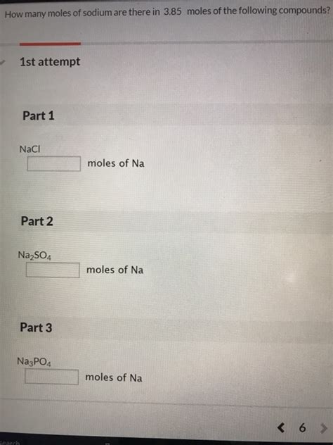 Solved How Many Miles Of Sodium Are There In 3 85 Moles Of Chegg