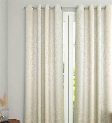 Buy Cream Cotton Light Filtering Feet Eyelet Curtain Piece By The